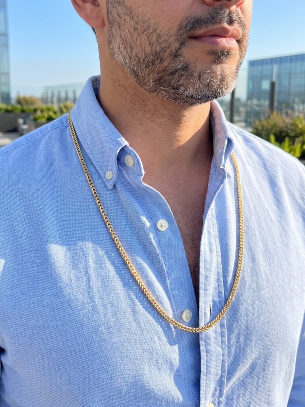 Mens Fishtail Chain Real Gold 26 Inch Plated 4mm Long Pendant Waterproof